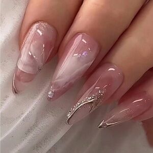 Elegant Pink Marble Nail Art